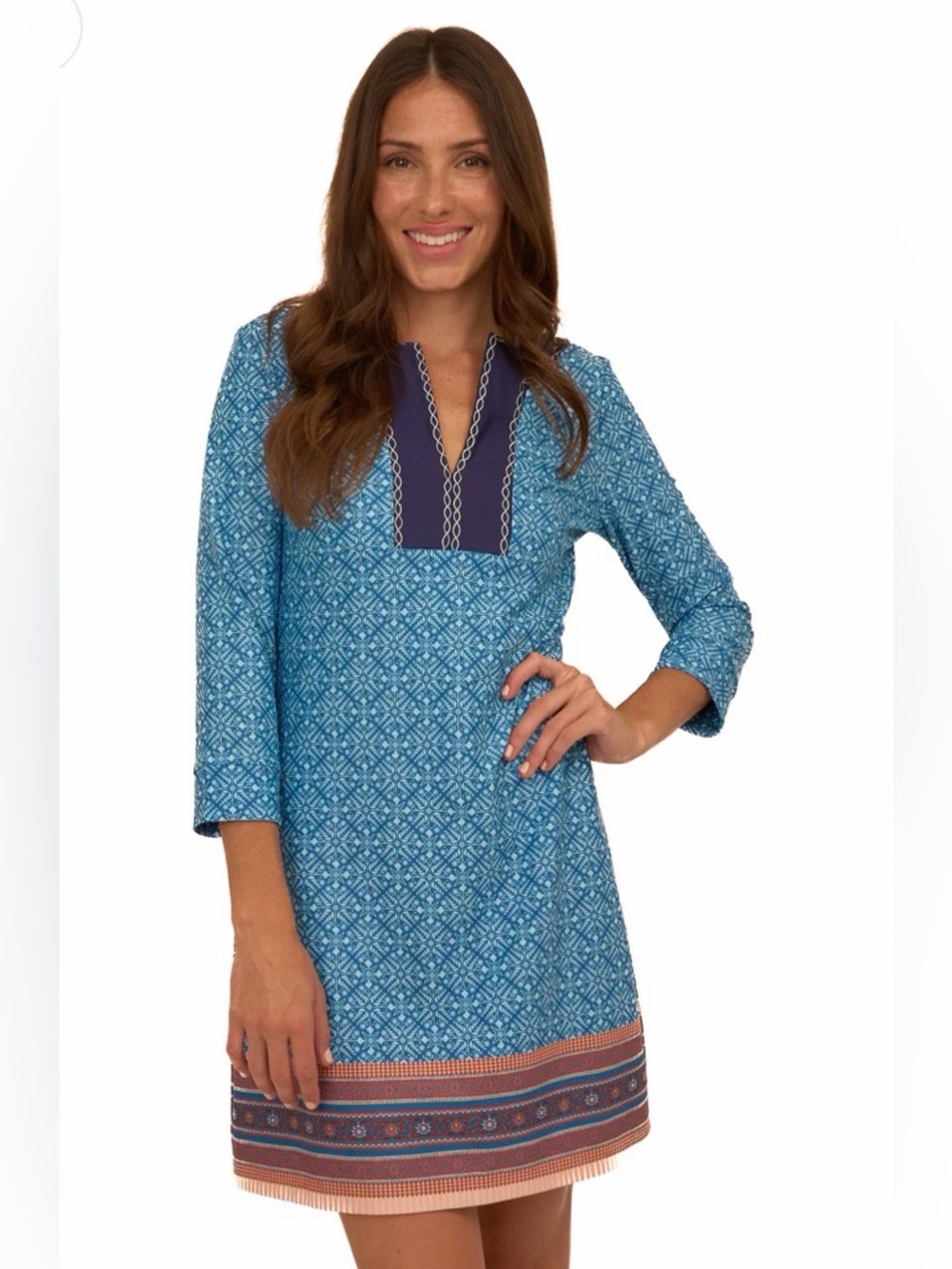 Cabana Camden Leaf Embroidered Tunic Dress